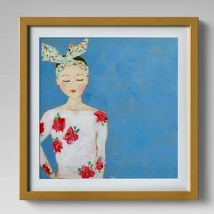 20”x20” Girl With Head Kerchief gold framed print